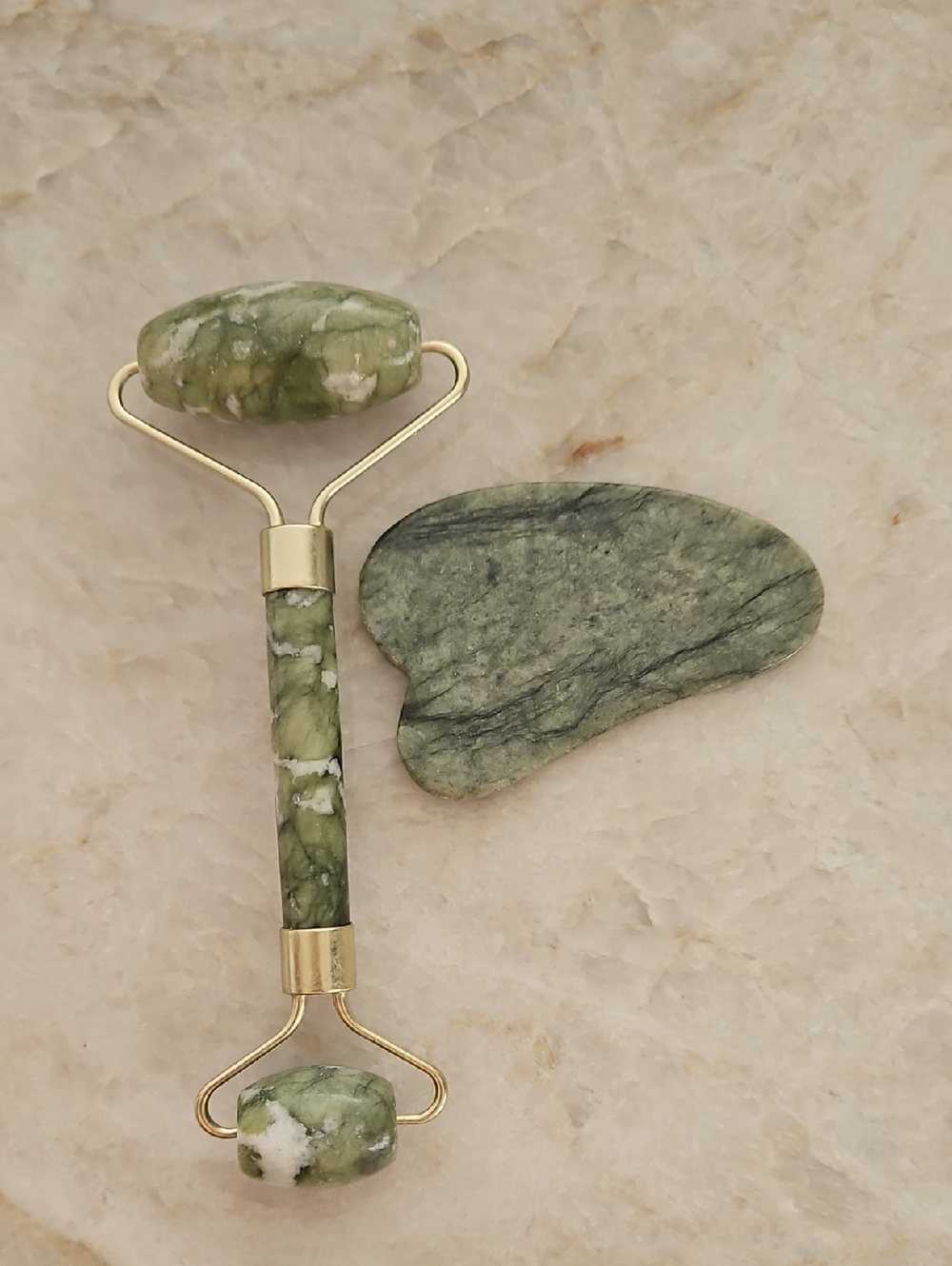 Green Jade Facial Roller & Gua Sha Set
